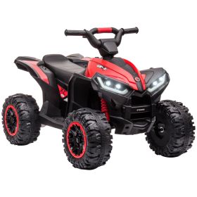 Aosom 12V Kids Ride-On Quad Car 4-Wheelers with LED Headlights, Music, Dual Motor Electric ATV, for 3+ Years Old, Red