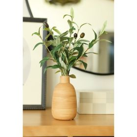 15' Artificial Olive Plant in Wood Finish Ceramic Vase – Tabletop Decorative Accent