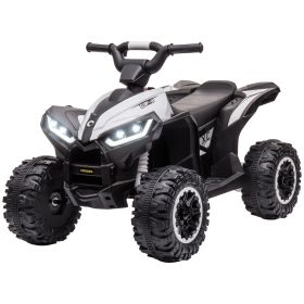 Aosom 12V Electric Kids ATV Quad Car with Forward & Backward Function, Music, 4-Wheeler Ride-On Car for Toddlers, White