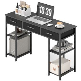 HOMCOM 47" Small Computer Desk, Writing Desk with Fabric Drawers, Home Office Desk with Adjustable Shelves, Black