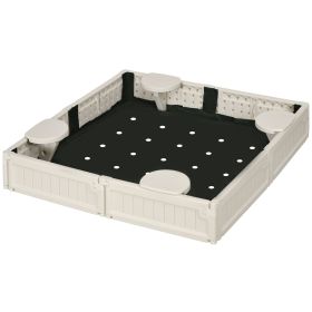 Outsunny Kids Outdoor Sandbox with Cover Garden Bed, Easy Assembly for Backyard, Cream White, 48.5" x 48.5" x 8.25"