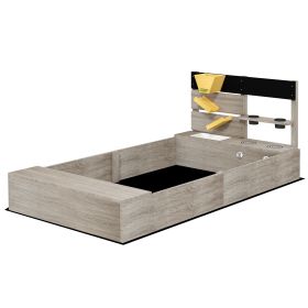 Outsunny Wooden Sandbox with Liner, Kitchen Design, Sink for 3-7 Year Old, 61" x 31.5" x 24"
