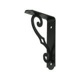 Hyper Tough Black Metal Decorative Shelf Bracket, 5" x 3.5", Scroll Design – Model 6660, 1/8" Steel