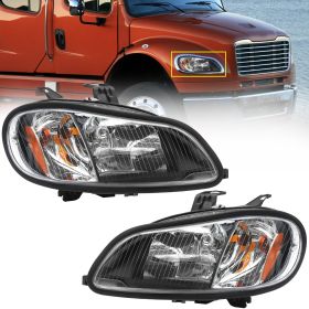 Headlight Assembly Compatible with 2004-2013 Freightliner M2, Headlamps Head Lights Lamp Assembly Left and Right (Black)