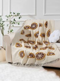 ORANGE Slice Designer Throw Blanket | Tufted throw blanket | Bedding Decorative Throw Blanket