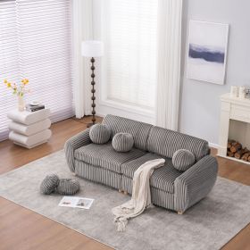 Modern Sofa for Living Room, 84" Grey Corduroy Sofa Couch, Sectional Love Seat Couch, Upholstered Sofa for Apatment Bedroom Home Office