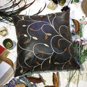 [Chocolate Gold Vine] Decorative Pillow Cushion / Floor Cushion (23.6 by 23.6 inches)