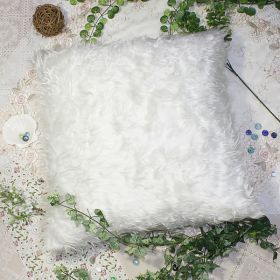 [Plush White] Decorative Pillow Cushion / Floor Cushion (23.6 by 23.6 inches)
