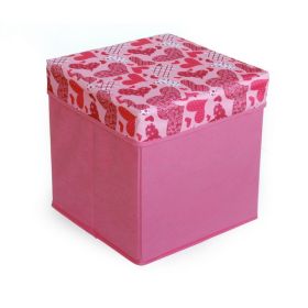 [Love Heart - Pink] Square Foldable Storage Ottoman / Storage Boxes / Storage Seat