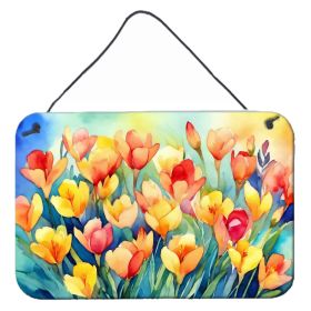 NEW Freesias in Watercolor Wall or Door Hanging Prints Aluminum Metal Sign Kitchen Wall Bar Bathroom Plaque Home Decor, 8HX12W, Multicolor