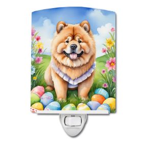 NEW Chow Chow Easter Egg Hunt Ceramic Night Light Compact, UL-Certified, Ideal for Bedroom, Bathroom, Nursery, Hallway, Kitchen, 6x4x3, Multicolor