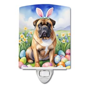 NEW Bullmastiff Easter Egg Hunt Ceramic Night Light Compact, UL-Certified, Ideal for Bedroom, Bathroom, Nursery, Hallway, Kitchen, 6x4x3, Multicolor