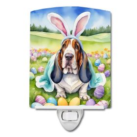 NEW Basset Hound Easter Egg Hunt Ceramic Night Light Compact, UL-Certified, Ideal for Bedroom, Bathroom, Nursery, Hallway, Kitchen, 6x4x3, Multicolor