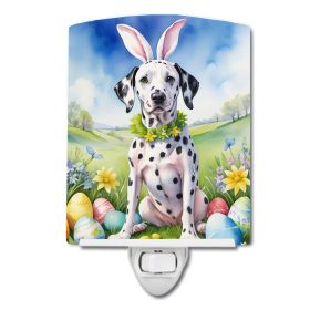 NEW Dalmatian Easter Egg Hunt Ceramic Night Light Compact, UL-Certified, Ideal for Bedroom, Bathroom, Nursery, Hallway, Kitchen, 6x4x3, Multicolor