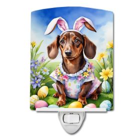 NEW Dachshund Easter Egg Hunt Ceramic Night Light Compact, UL-Certified, Ideal for Bedroom, Bathroom, Nursery, Hallway, Kitchen, 6x4x3, Multicolor