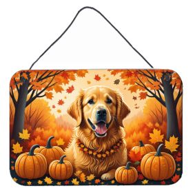NEW Golden Retriever Fall Wall or Door Hanging Prints Aluminum Metal Sign Kitchen Wall Bar Bathroom Plaque Home Decor, 8HX12W, Multicolor