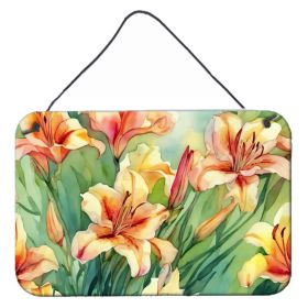 NEW Utah Sego Lilies in Watercolor Wall or Door Hanging Prints Aluminum Metal Sign Kitchen Wall Bar Bathroom Plaque Home Decor, 8HX12W, Multicolor