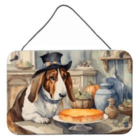 NEW Basset Hound Fall Kitchen Pumpkins Wall or Door Hanging Prints Aluminum Metal Sign Kitchen Wall Bar Bathroom Plaque Home Decor, 8HX12W, Multicolor
