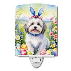 NEW Havanese Easter Egg Hunt Ceramic Night Light Compact, UL-Certified, Ideal for Bedroom, Bathroom, Nursery, Hallway, Kitchen, 6x4x3, Multicolor