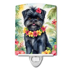 NEW Affenpinscher Luau Ceramic Night Light Compact, UL-Certified, Ideal for Bedroom, Bathroom, Nursery, Hallway, Kitchen, 6x4x3, Multicolor