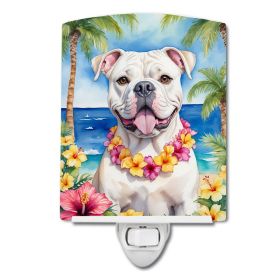 NEW American Bulldog Luau Ceramic Night Light Compact, UL-Certified, Ideal for Bedroom, Bathroom, Nursery, Hallway, Kitchen, 6x4x3, Multicolor