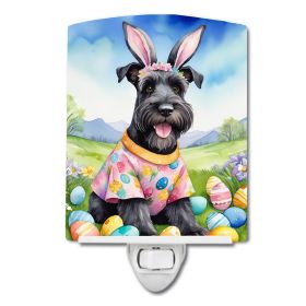 NEW Schnauzer Easter Egg Hunt Ceramic Night Light Compact, UL-Certified, Ideal for Bedroom, Bathroom, Nursery, Hallway, Kitchen, 6x4x3, Multicolor
