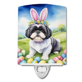 NEW Shih Tzu Easter Egg Hunt Ceramic Night Light Compact, UL-Certified, Ideal for Bedroom, Bathroom, Nursery, Hallway, Kitchen, 6x4x3, Multicolor