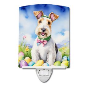 NEW Fox Terrier Easter Egg Hunt Ceramic Night Light Compact, UL-Certified, Ideal for Bedroom, Bathroom, Nursery, Hallway, Kitchen, 6x4x3, Multicolor