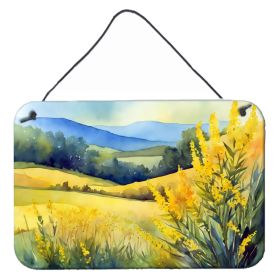 NEW Kentucky Goldenrod in Watercolor Wall or Door Hanging Prints Aluminum Metal Sign Kitchen Wall Bar Bathroom Plaque Home Decor, 8HX12W, Multicolor