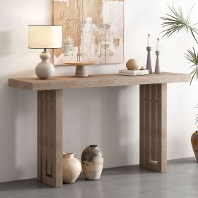 Uniquely Designed Oak Veneer Console Table with Distinctive Side Shapes, Suitable for Entryway, Hallway, Living Room, Foyer, Corridor