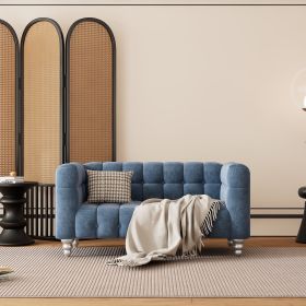 63" Modern Sofa Dutch Fluff Upholstered sofa with solid wood legs, buttoned tufted backrest