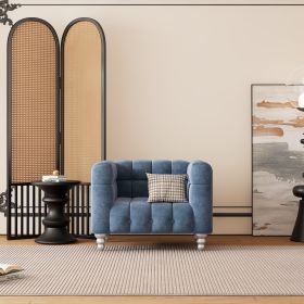 42" Modern Sofa Dutch Fluff Upholstered sofa with solid wood legs, buttoned tufted backrest
