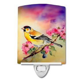 NEW Goldfinch Ceramic Night Light Compact, UL-Certified, Ideal for Bedroom, Bathroom, Nursery, Hallway, Kitchen, 6x4x3, Multicolor