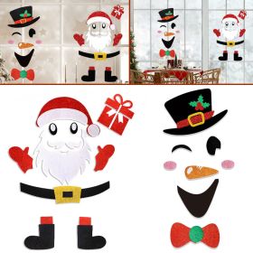 2 Packs Christmas Door Stickers Santa Claus Snowman Cartoon Felt Wall Stickers Xmas Home Refrigerator Garage Door Wall Window Decoration for Chri