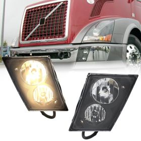 Fog Light Compatible With 2003-2017 Volvo VN VNL 630 670 730 780 Truck Replacement Halogen Lamps Pair Black Left Driver Side and Right Passenger Side