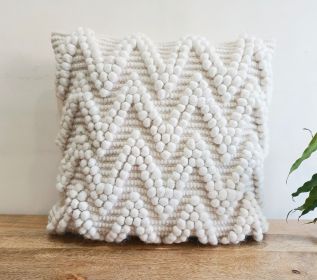 Handwoven Cotton Wool Cushion Cover Boho pillow Cover Zig-zag Pattern Pillowcase