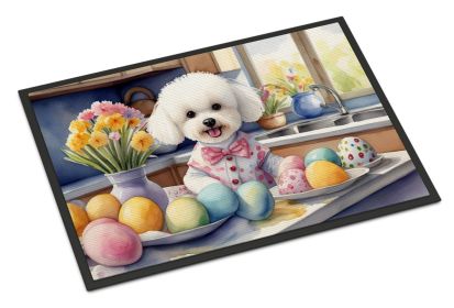 NEW Decorating Easter Bichon Frise Doormat Front Door Mat Indoor Outdoor Rugs for Entryway, Non Slip Washable Low Pile, 18H X 27W