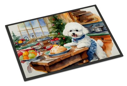 NEW Bichon Frise Christmas Cookies Doormat Front Door Mat Indoor Outdoor Rugs for Entryway, Non Slip Washable Low Pile, 18H X 27W
