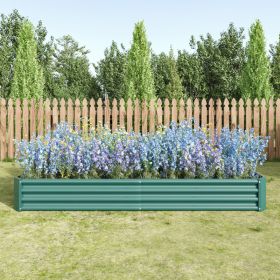 2PCS Green 8×4×1ft Metal Raised Rectangle Garden Planter Beds (Option: green)