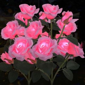 Solar Rose Lights Outdoor, 2 Pack With 14 Rose Flowers Waterproof Color Changing LED Flower Lights, Solar Powered Garden Stakes For Yard, Patio, (Option: defaulttitle)