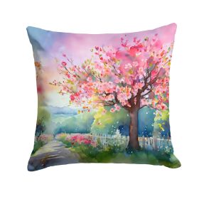 Michigan Apple Blossoms in Watercolor Throw Pillow Machine Washable, Indoor Outdoor Decorative Pillow for Couch, Bed or Patio, 14Hx14W (Default: Default)